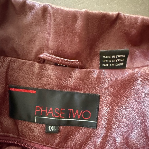 Vintage Women's Burgundy Genuine Leather Trench Coat Size 1X Size 14/16 - Picture 14 of 17